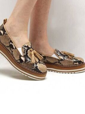 MICHELE LOPRIORE Women's Snakeskin Platform Loafers